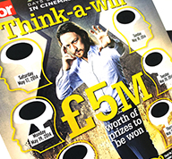 X-Men Days of Future Past think a win promotional heat reveal game card for the Daily Mail